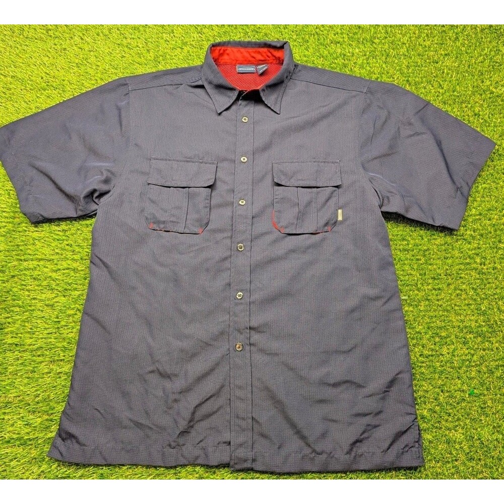 Vintage Sideout Short Sleeve Button Up  Shirt Navy Blue size medium